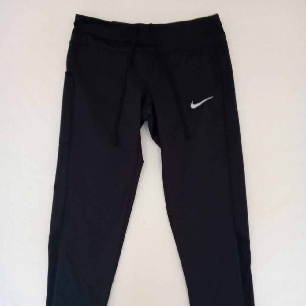 Nike Dri-Fit Black Drawstring Leggins with Back Zipper Pocket